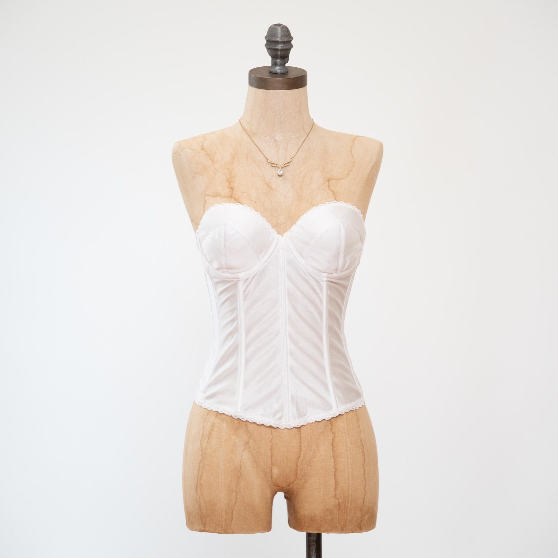 Vintage 90s White Satin Bustier - 34B | Lingerie Corset Top