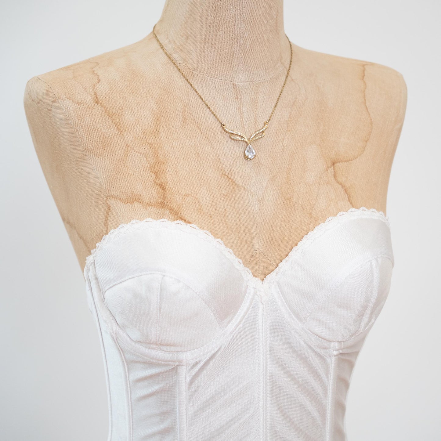 Vintage 90s White Satin Bustier - 34B | Lingerie Corset Top
