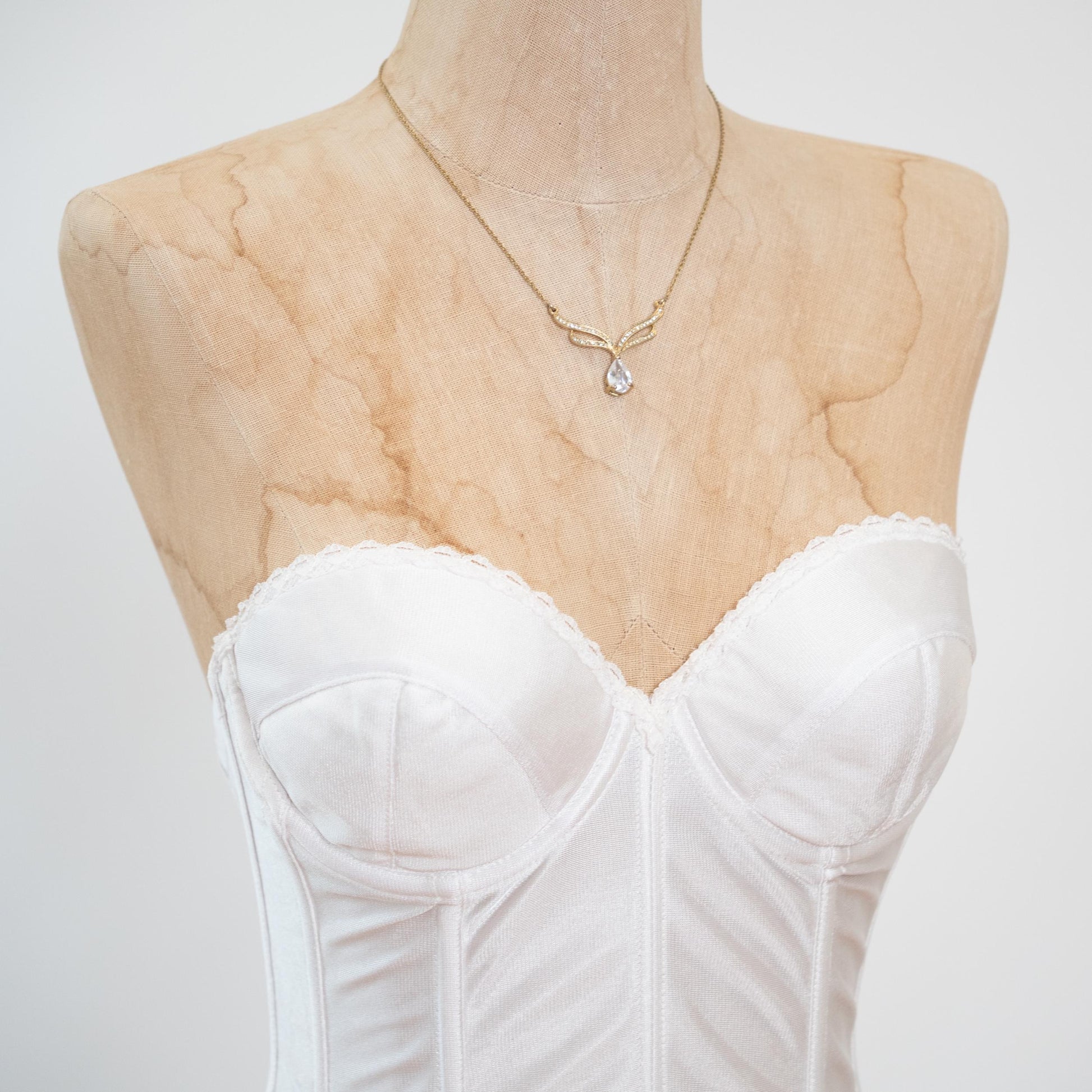 Vintage 90s White Satin Bustier - 34B | Lingerie Corset Top