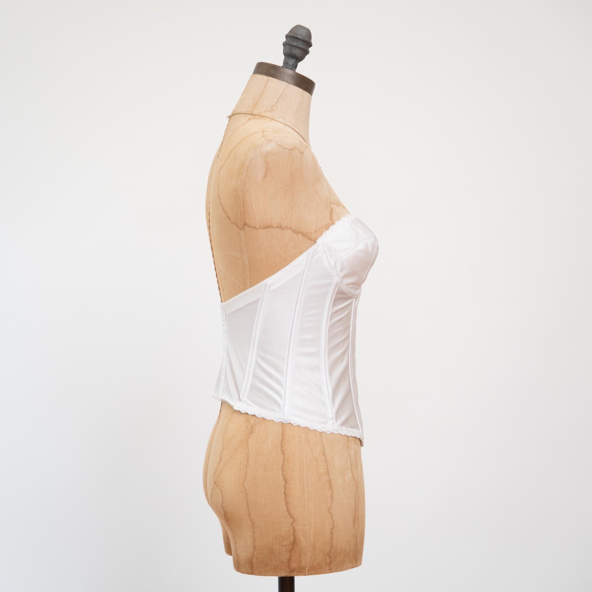 Vintage 90s White Satin Bustier - 34B | Lingerie Corset Top