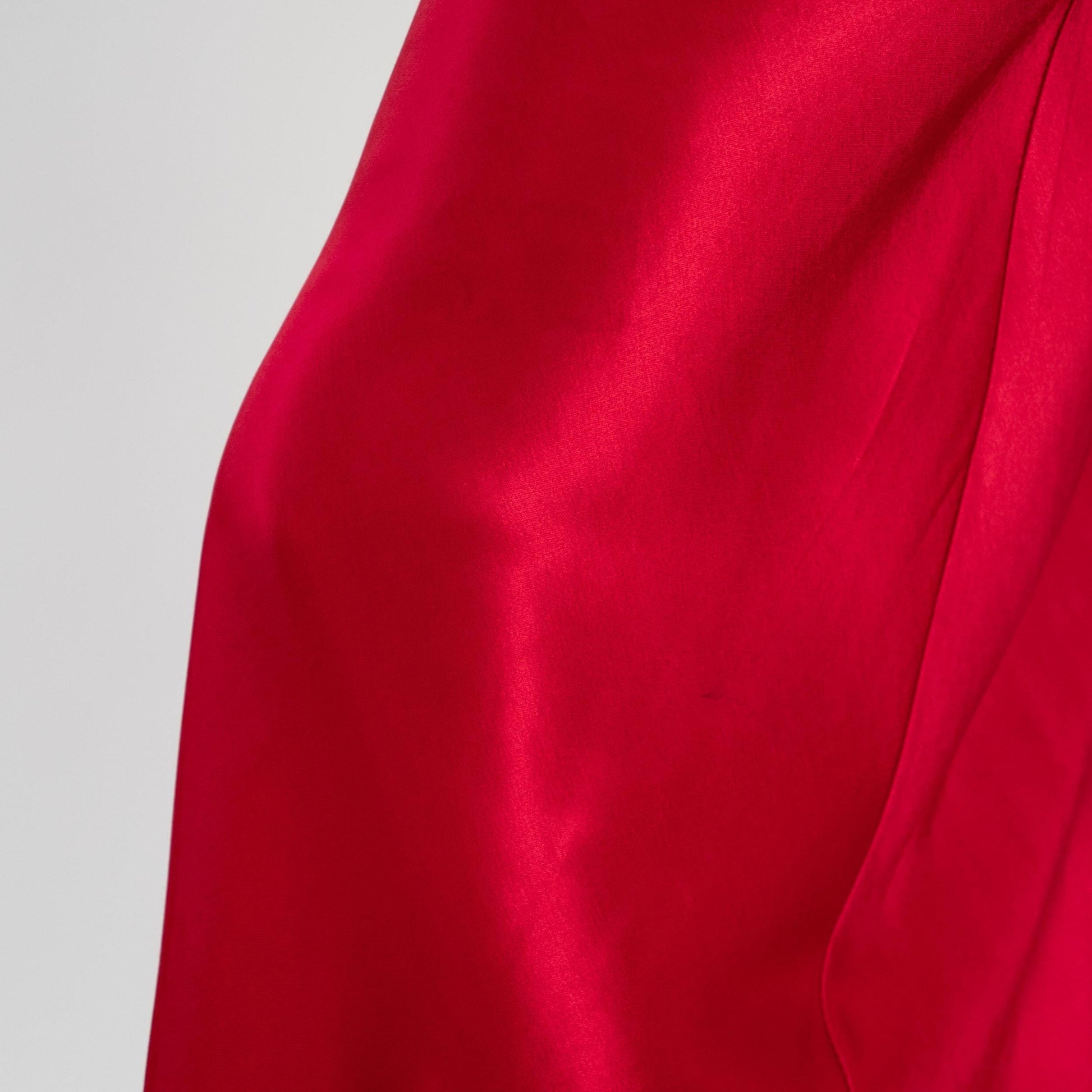 Vintage 90s Red Satin Open Back Evening Gown - Medium | Zum Zum Niki Livas Formal Bias Cut Maxi Dress With Train
