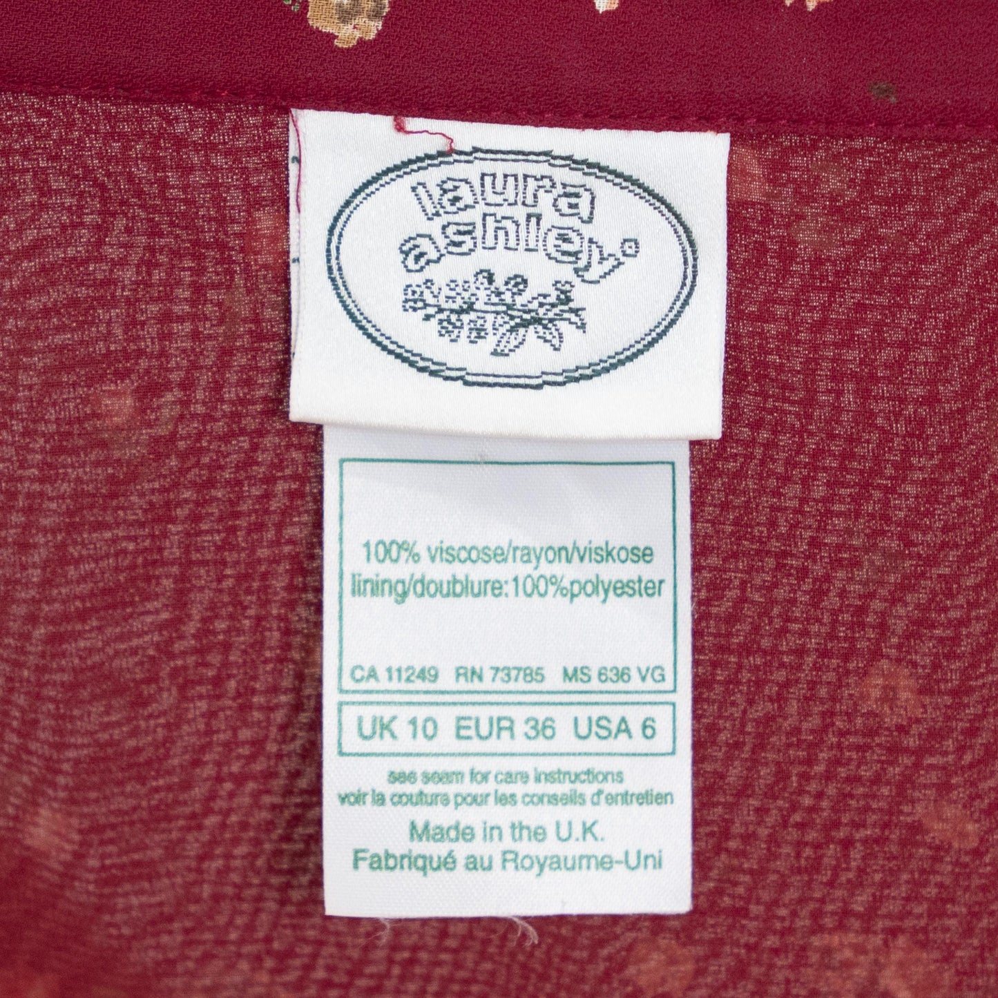 Vintage 90s Laura Ashley Wine Red Floral Maxi Skirt - Small, 26" Waist | High Waisted Boho A Line Slip Skirt