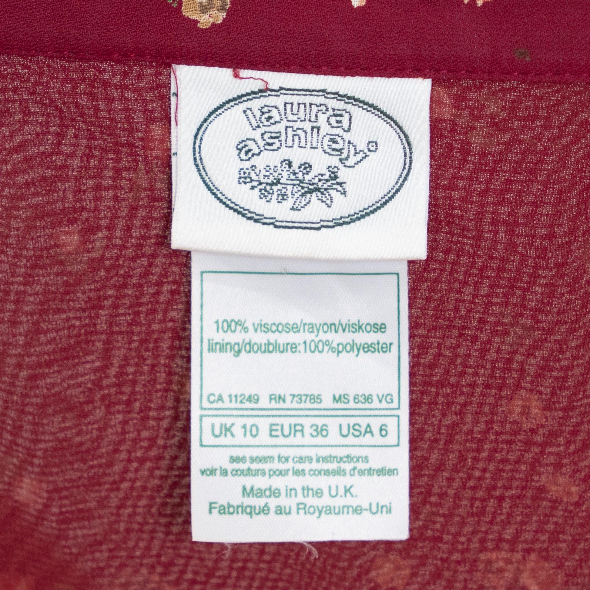 Vintage 90s Laura Ashley Wine Red Floral Maxi Skirt - Small, 26" Waist | High Waisted Boho A Line Slip Skirt