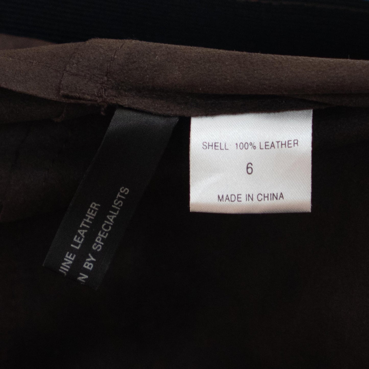 Vintage Y2K Elie Tahari Brown Suede Strapless Mini Dress - Size 6 | Espresso Leather Party Dress