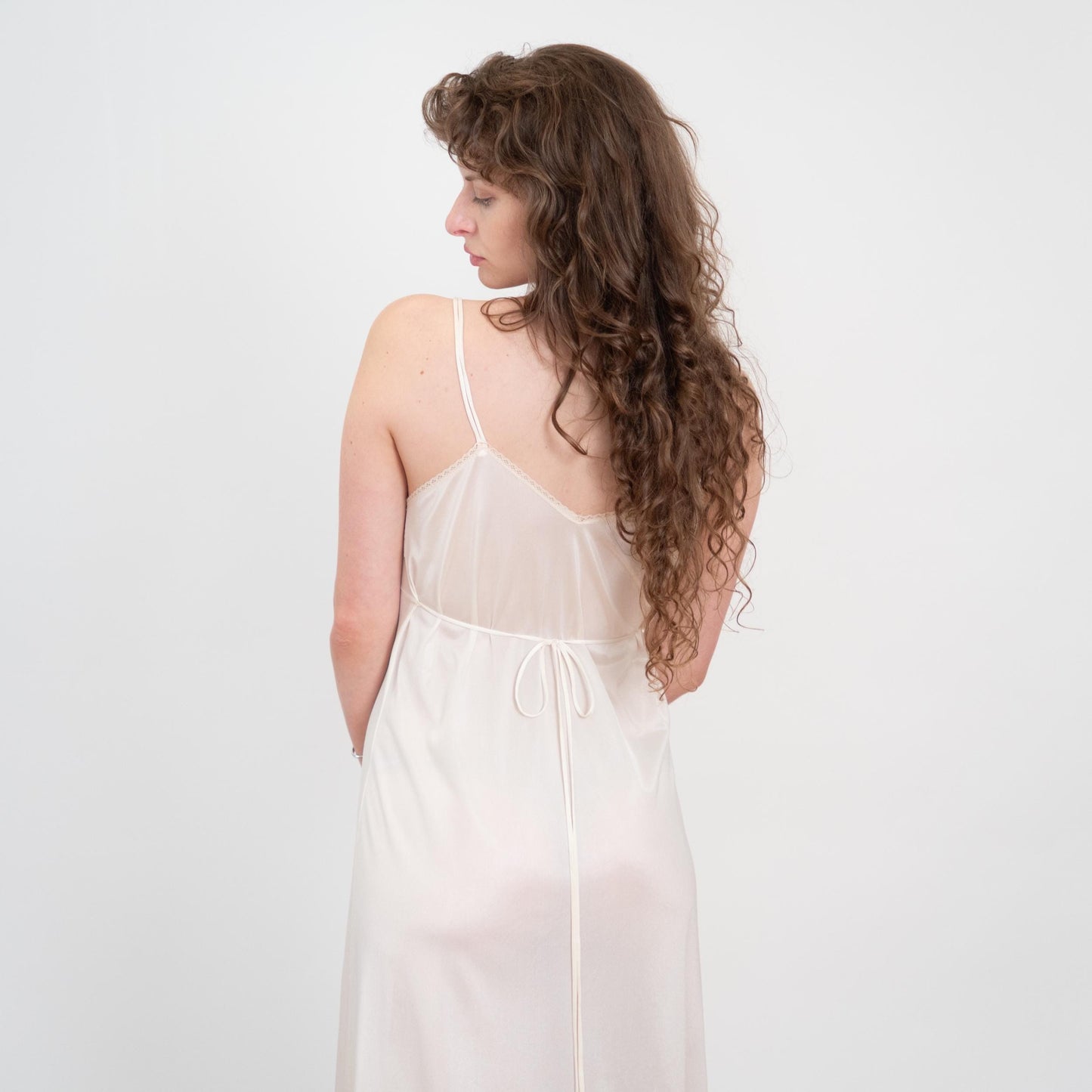Vintage 70s Ivory Floral Embroidered Maxi Slip Dress - Medium | Bridal Lingerie Boho Nightgown
