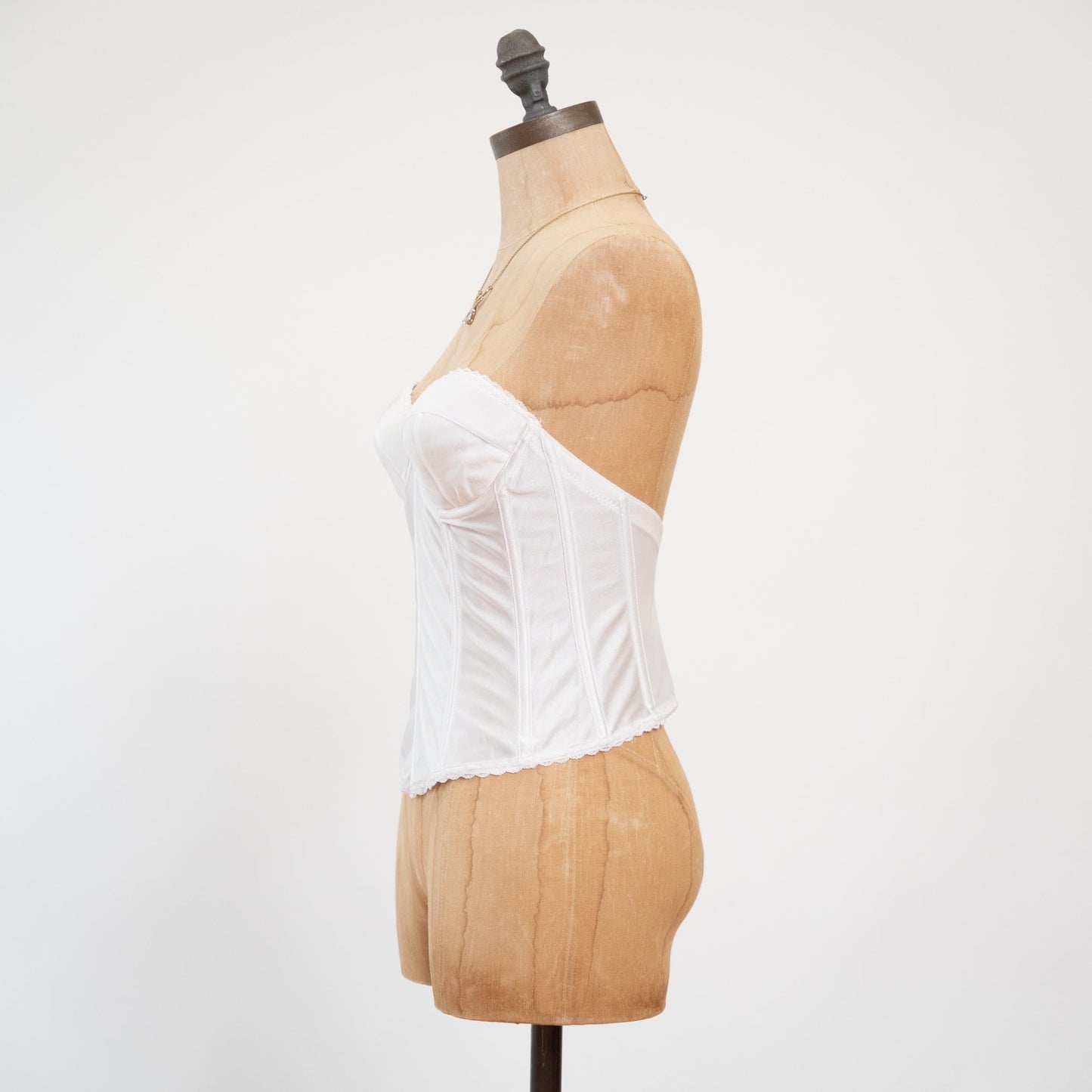 Vintage 90s White Satin Bustier - 34B | Lingerie Corset Top