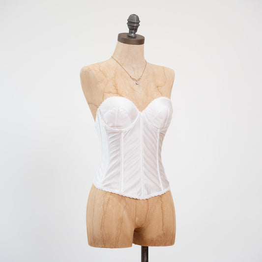 Vintage 90s White Satin Bustier - 34B | Lingerie Corset Top