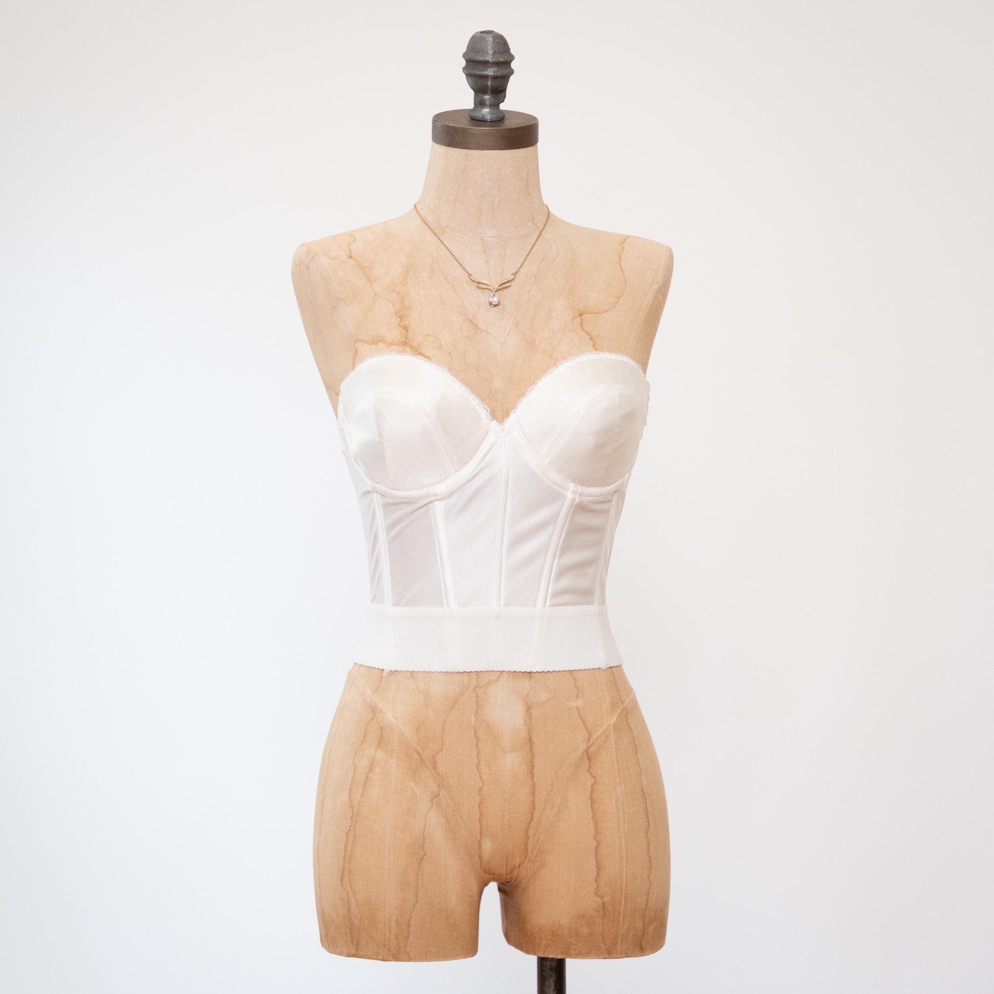 Vintage 80s White Satin Bustier - 34C | Lingerie Corset Top