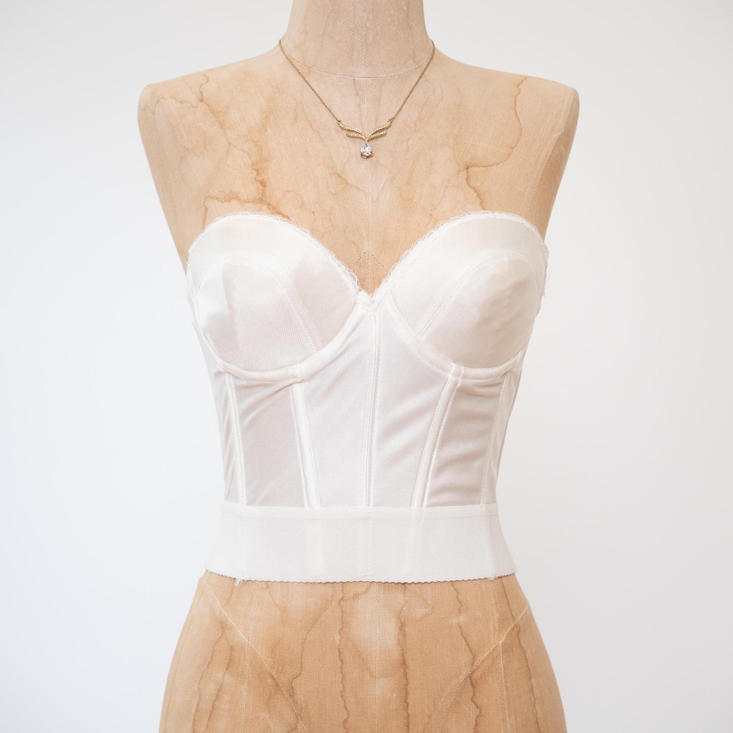 Vintage 80s White Satin Bustier - 34C | Lingerie Corset Top