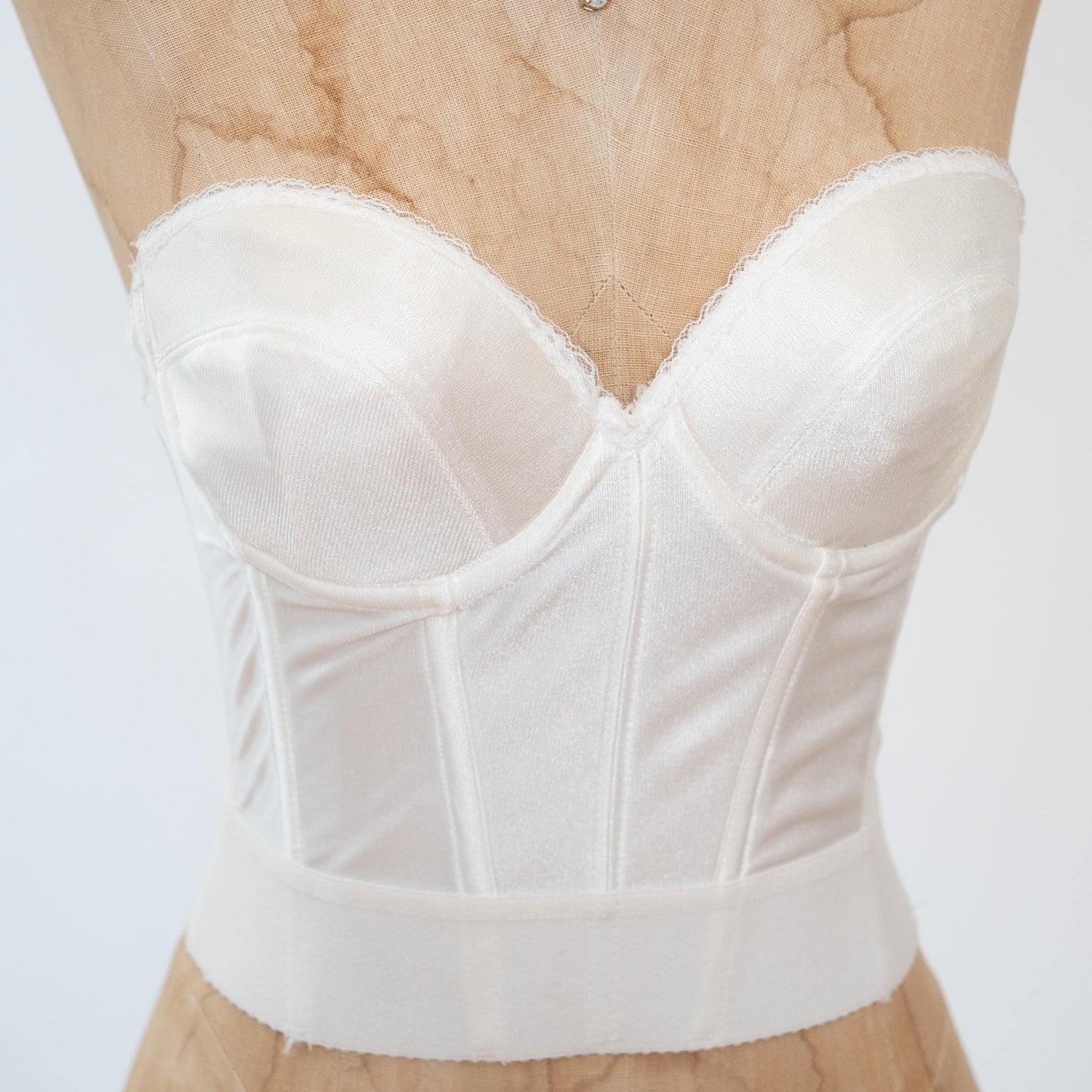Vintage 80s White Satin Bustier - 34C | Lingerie Corset Top