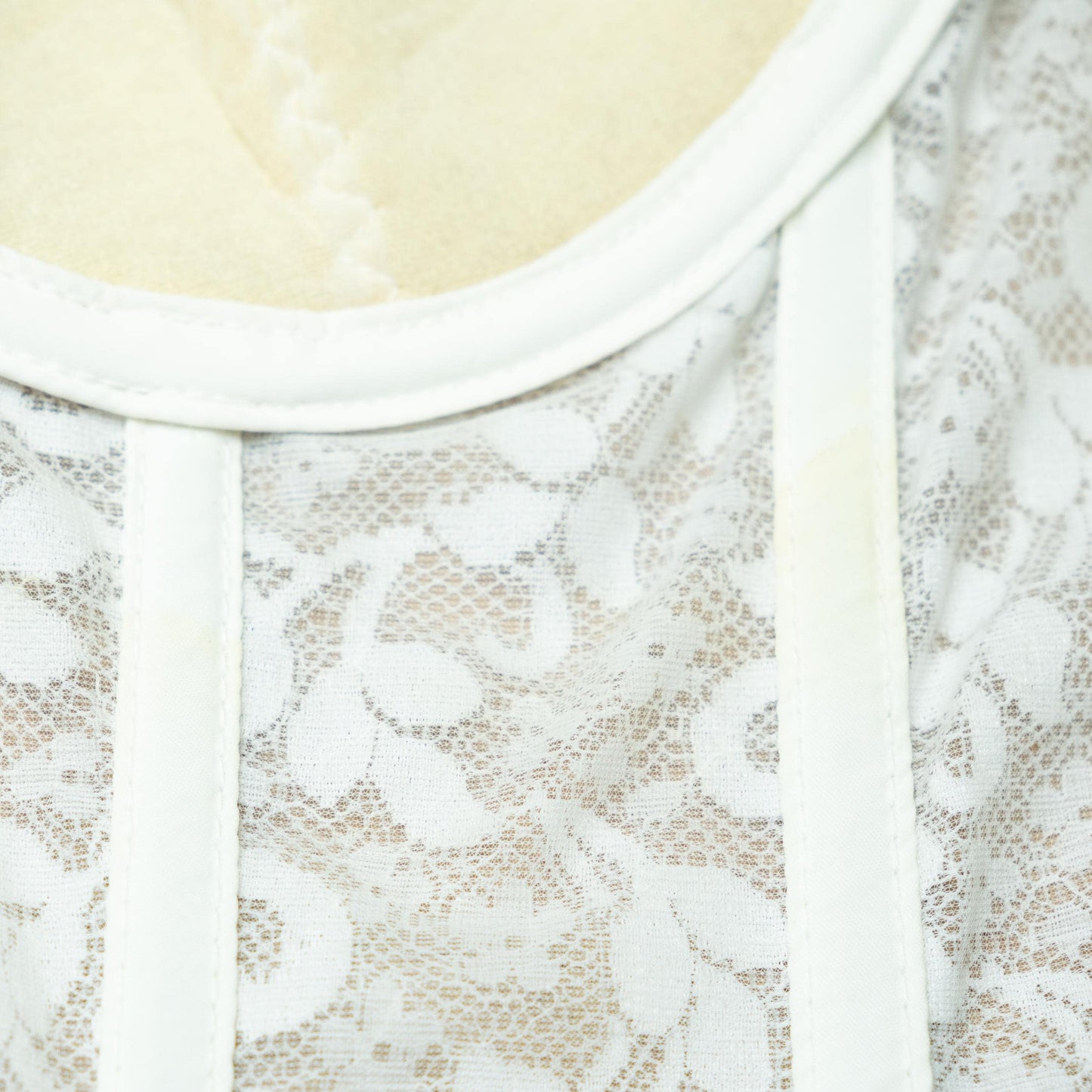 Vintage 70s White Lace Longline Garter Bustier - 34C | Bridal Lingerie Corset Top
