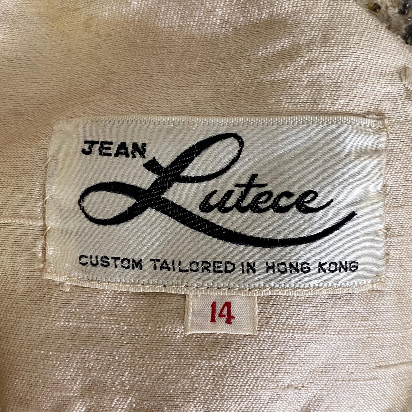 Vintage 60s Jean Lutece Beaded Silk Cocktail Dress - Large | Lace Overlay Sleeveless Formal Shift Dress