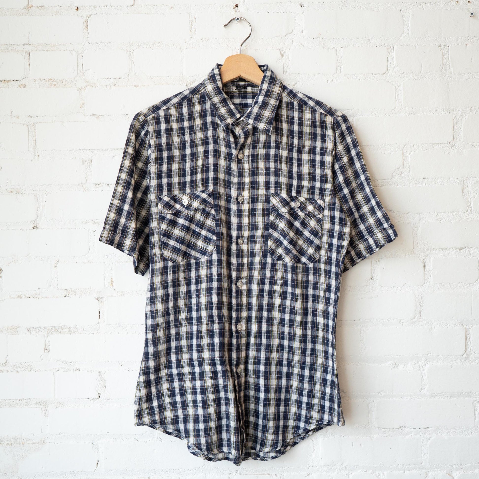 Vintage 80s Gap Plaid Gauzy Collared Shirt - Men's Medium