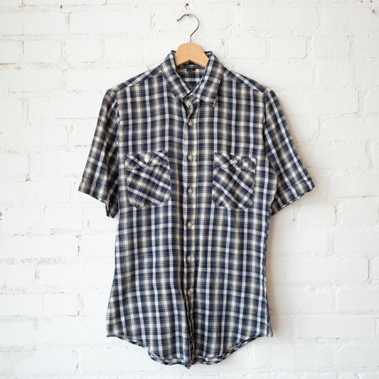 Vintage 80s Gap Plaid Gauzy Collared Shirt - Men's Medium