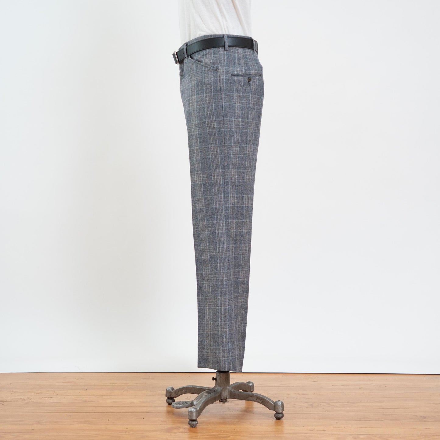 Vintage 70s Grey Plaid Wool Trousers - 34x31 