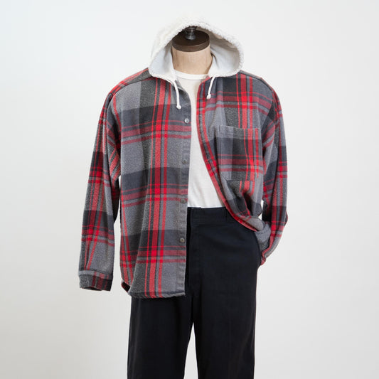 Vintage 90s Grunge Plaid Hoodie - Large