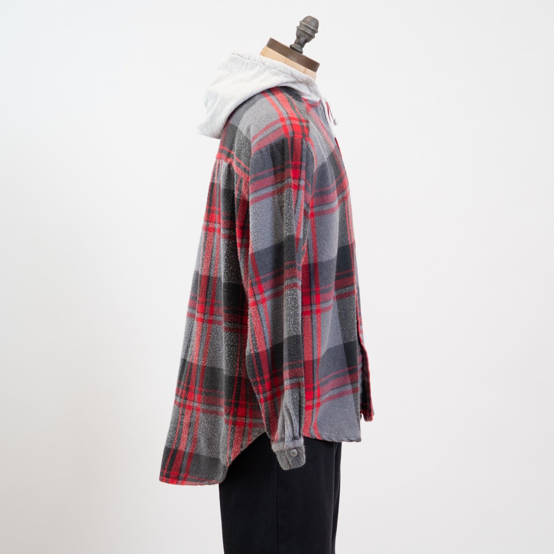 Vintage 90s Grunge Plaid Hoodie - Large