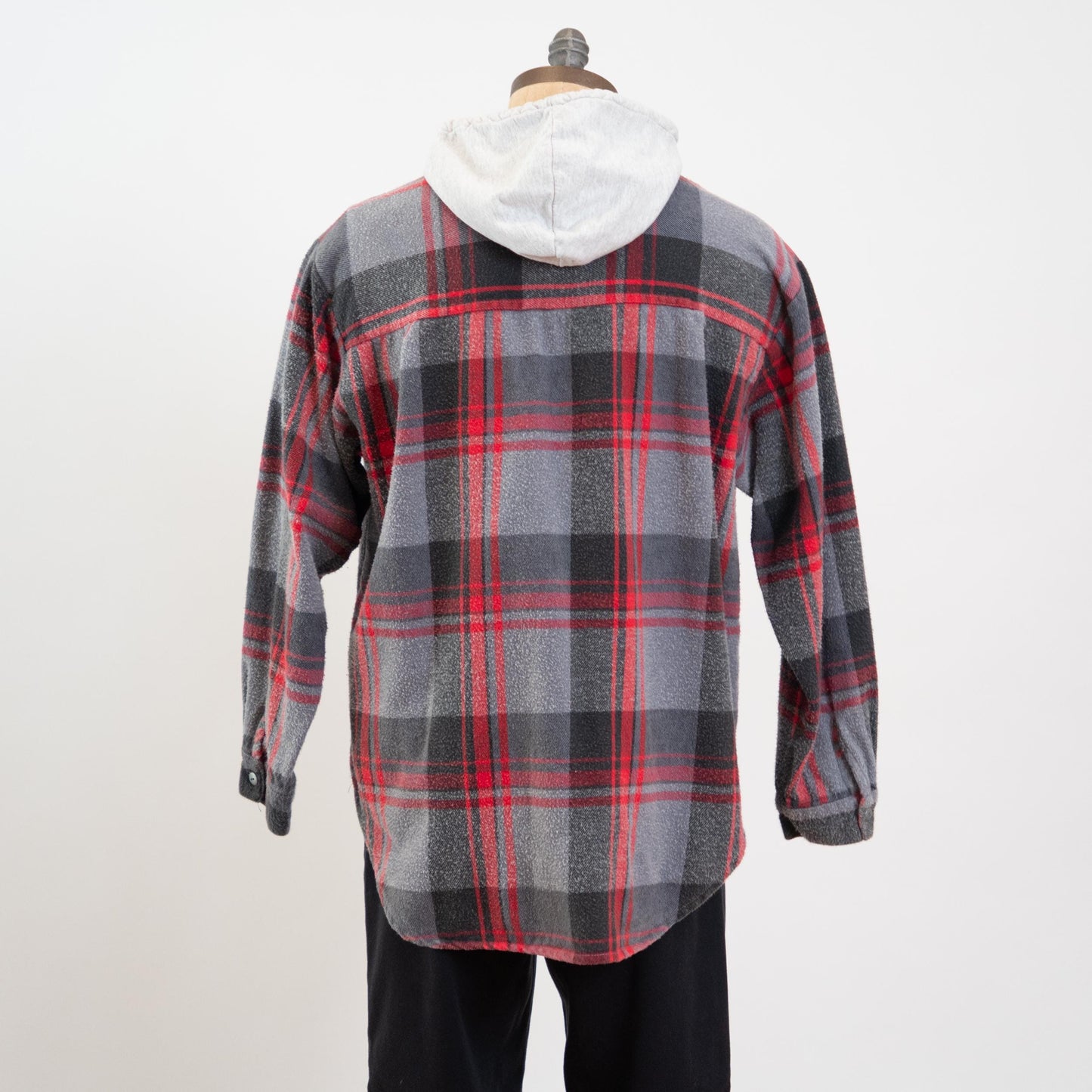Vintage 90s Grunge Plaid Hoodie - Large
