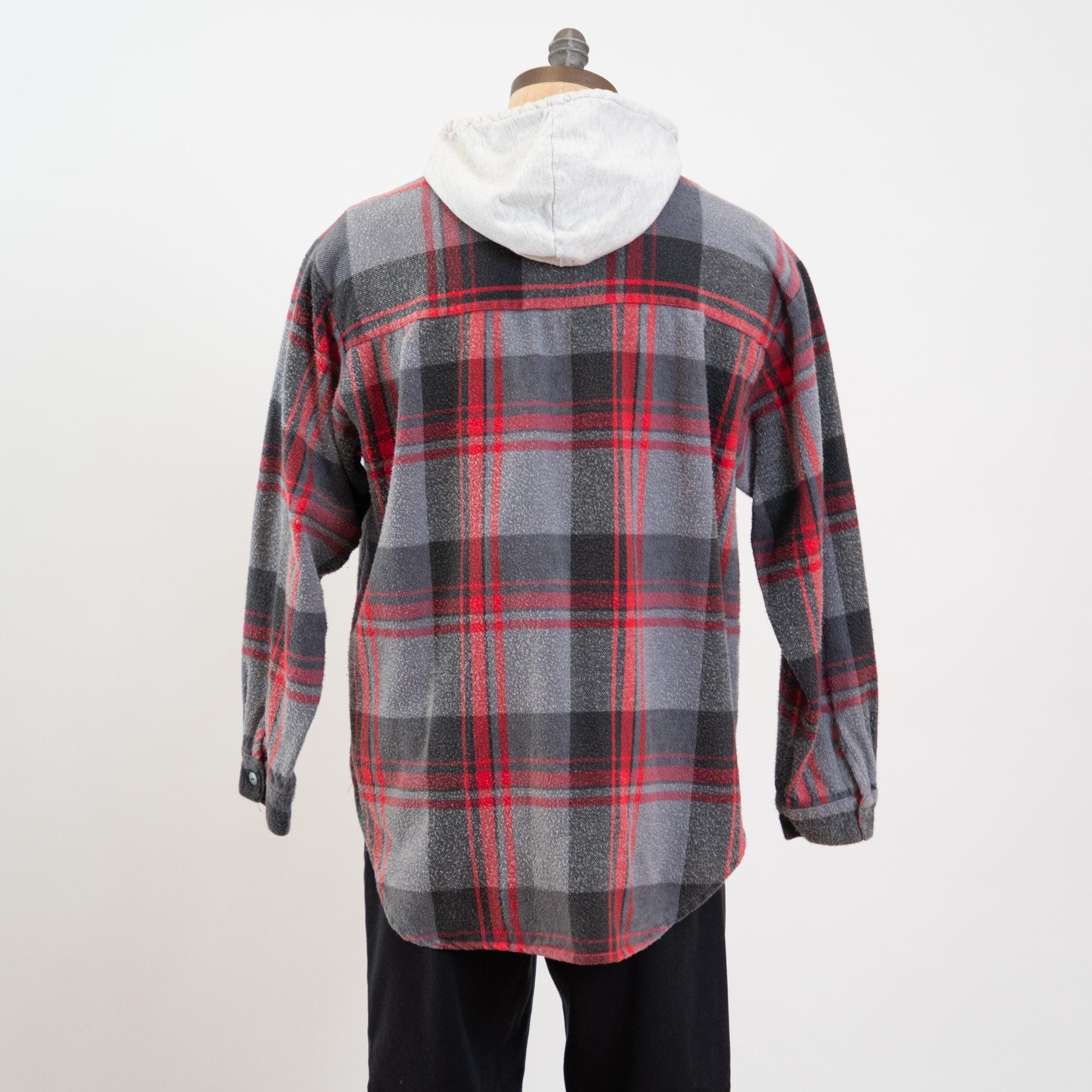 Vintage 90s Grunge Plaid Hoodie - Large