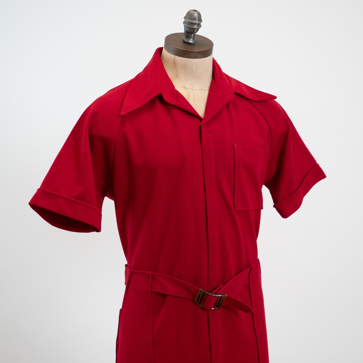 Vintage 70s Wine Red Flared Jumpsuit - Large