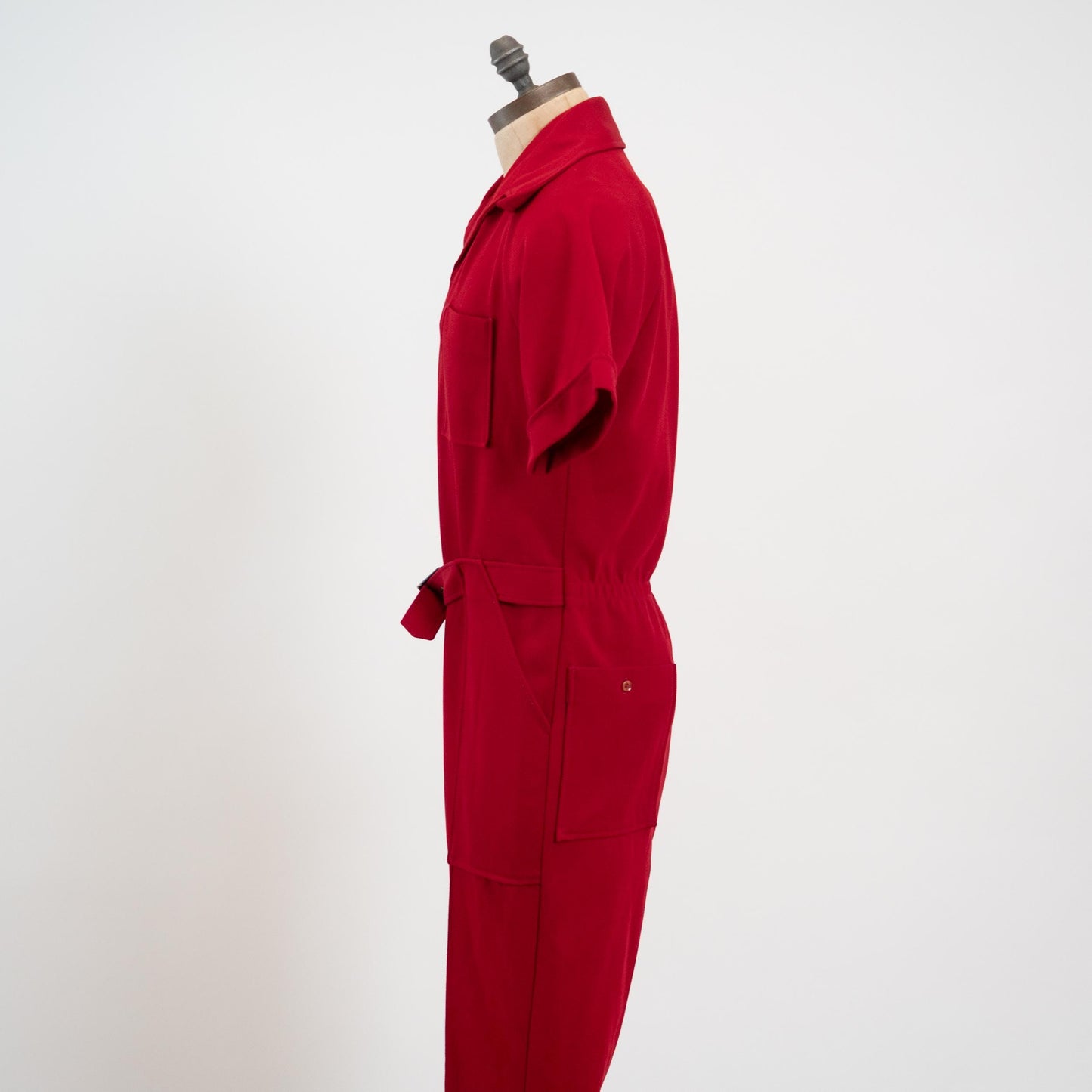 Vintage 70s Wine Red Flared Jumpsuit - Large