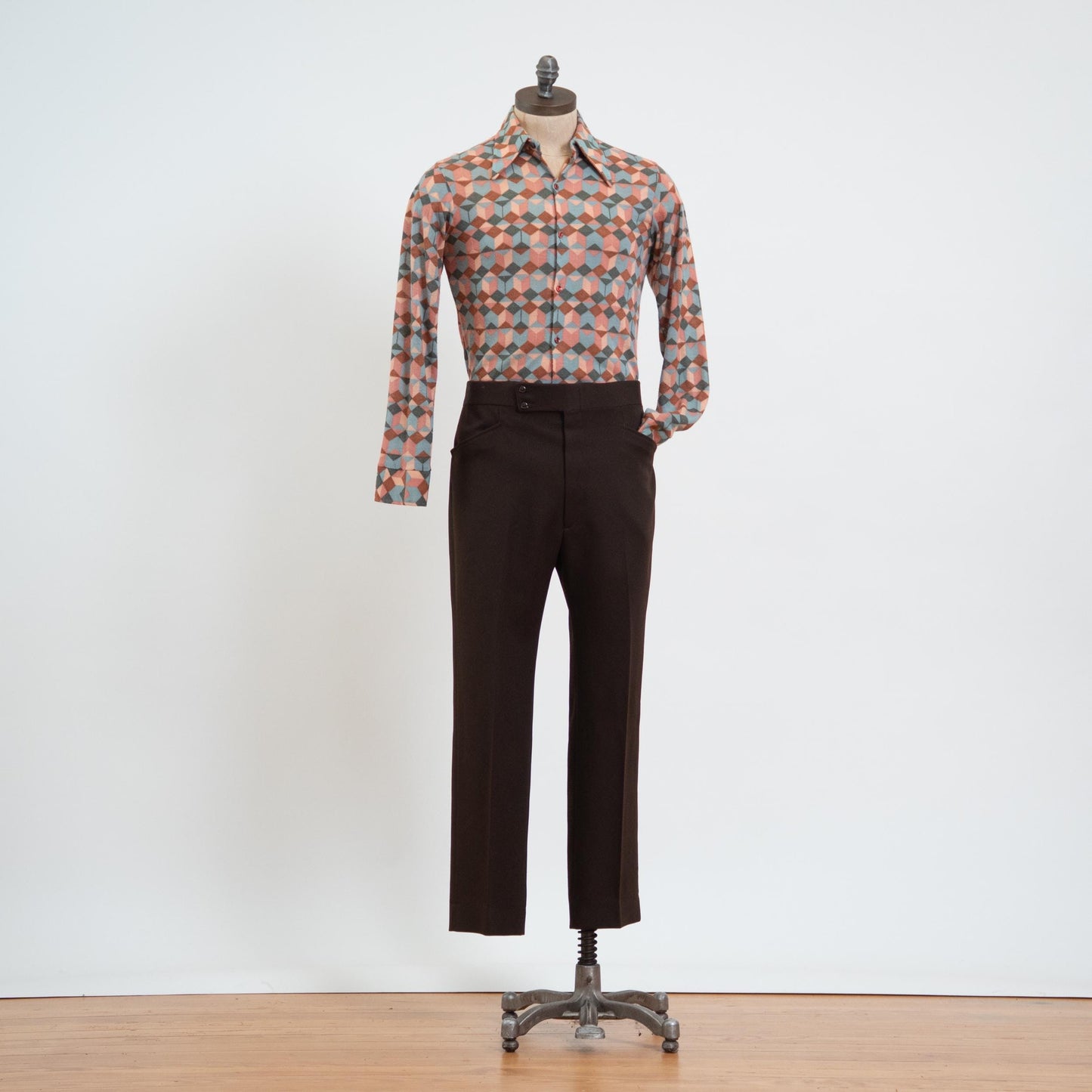 Vintage 70s Haggar Dark Brown Slacks - 36x28 | Polyester High Waisted Trousers