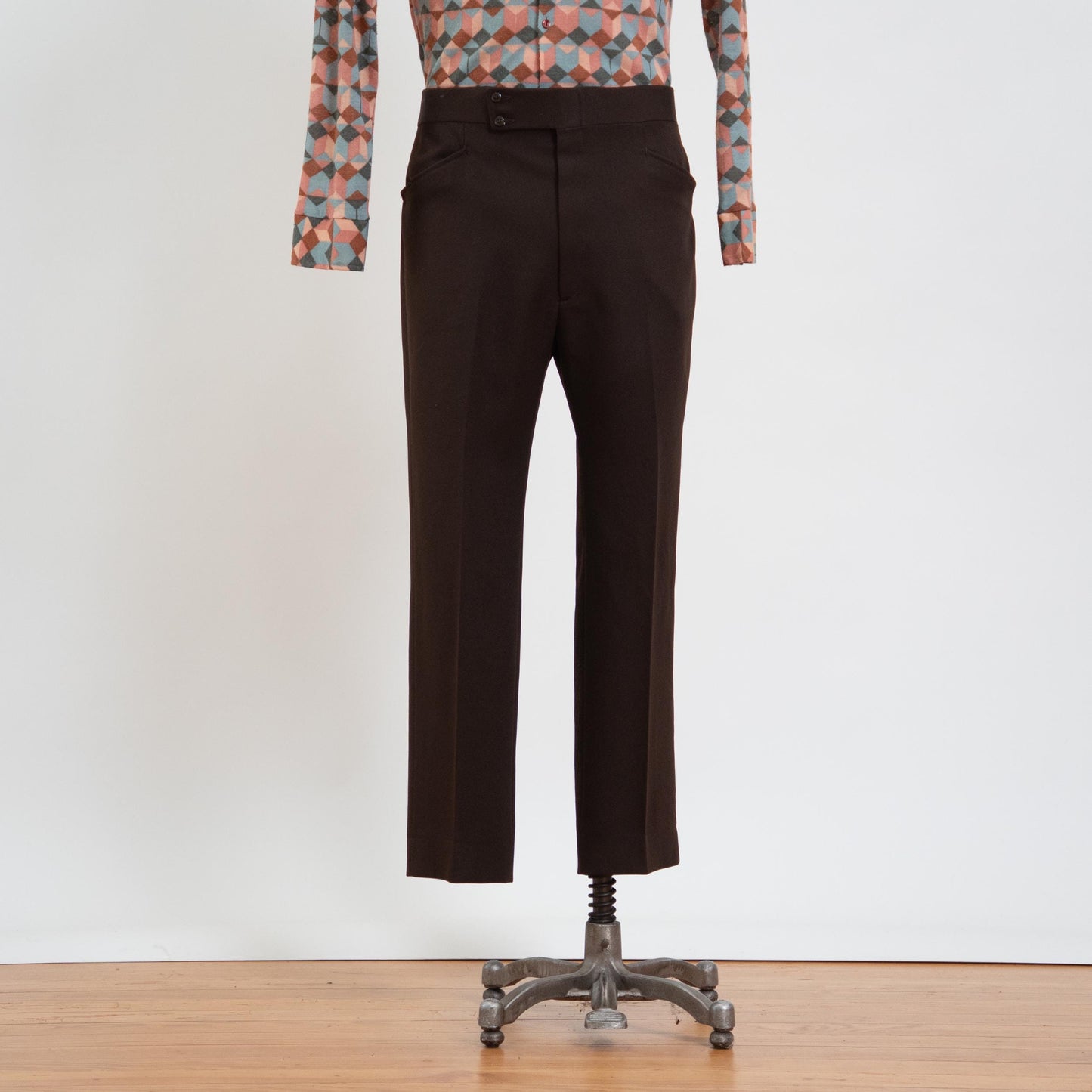Vintage 70s Haggar Dark Brown Slacks - 36x28 | Polyester High Waisted Trousers