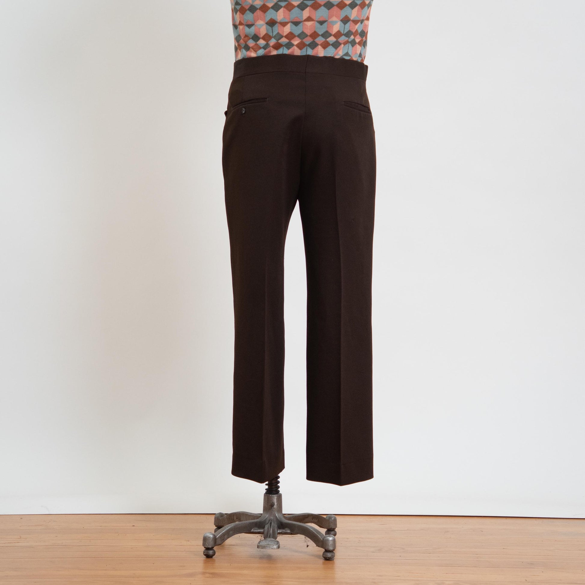 Vintage 70s Haggar Dark Brown Slacks - 36x28 | Polyester High Waisted Trousers