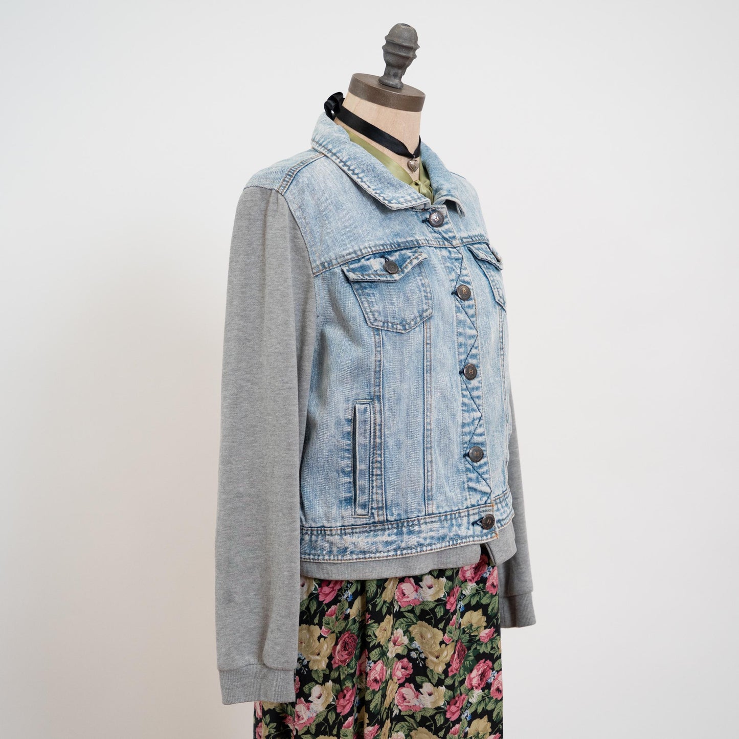 Vintage Y2K Denim Sweatshirt Jacket - Large | Streetwear Jean Jacket