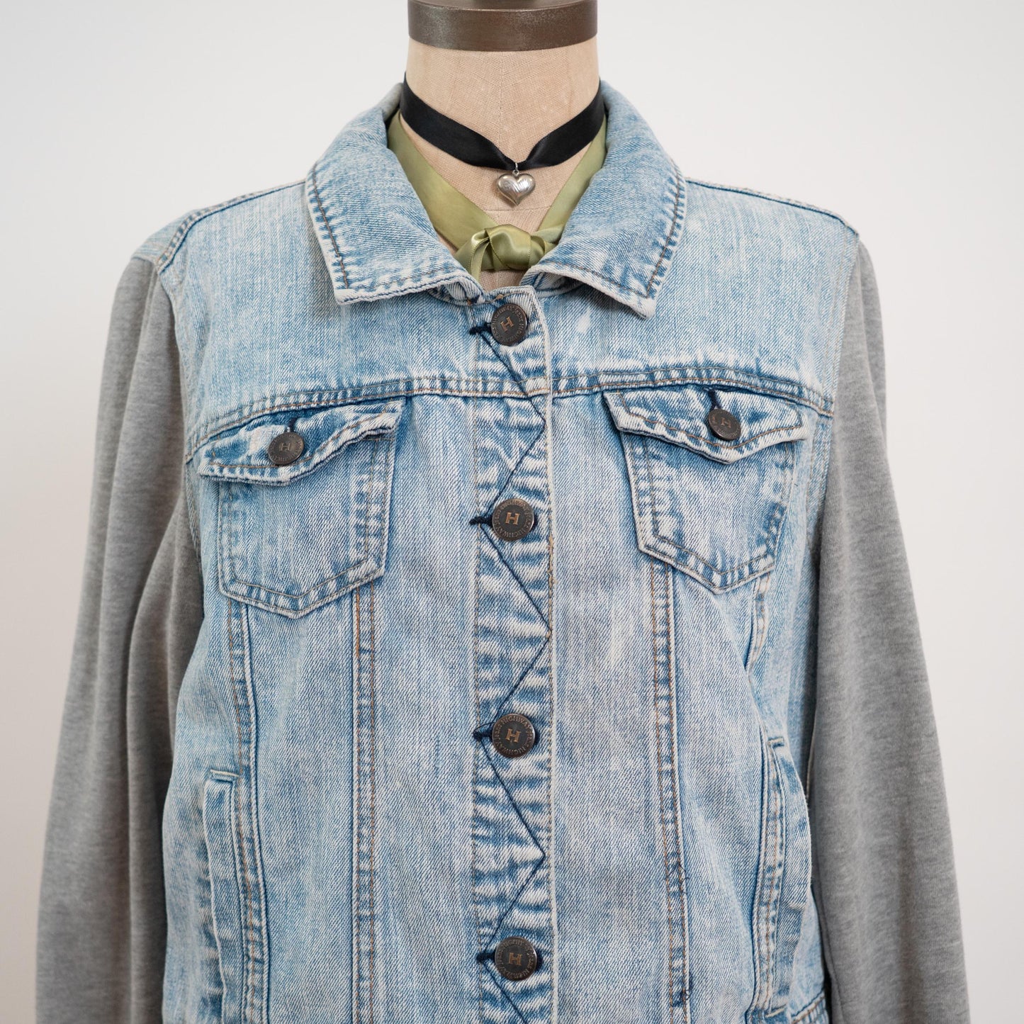 Vintage Y2K Denim Sweatshirt Jacket - Large | Streetwear Jean Jacket
