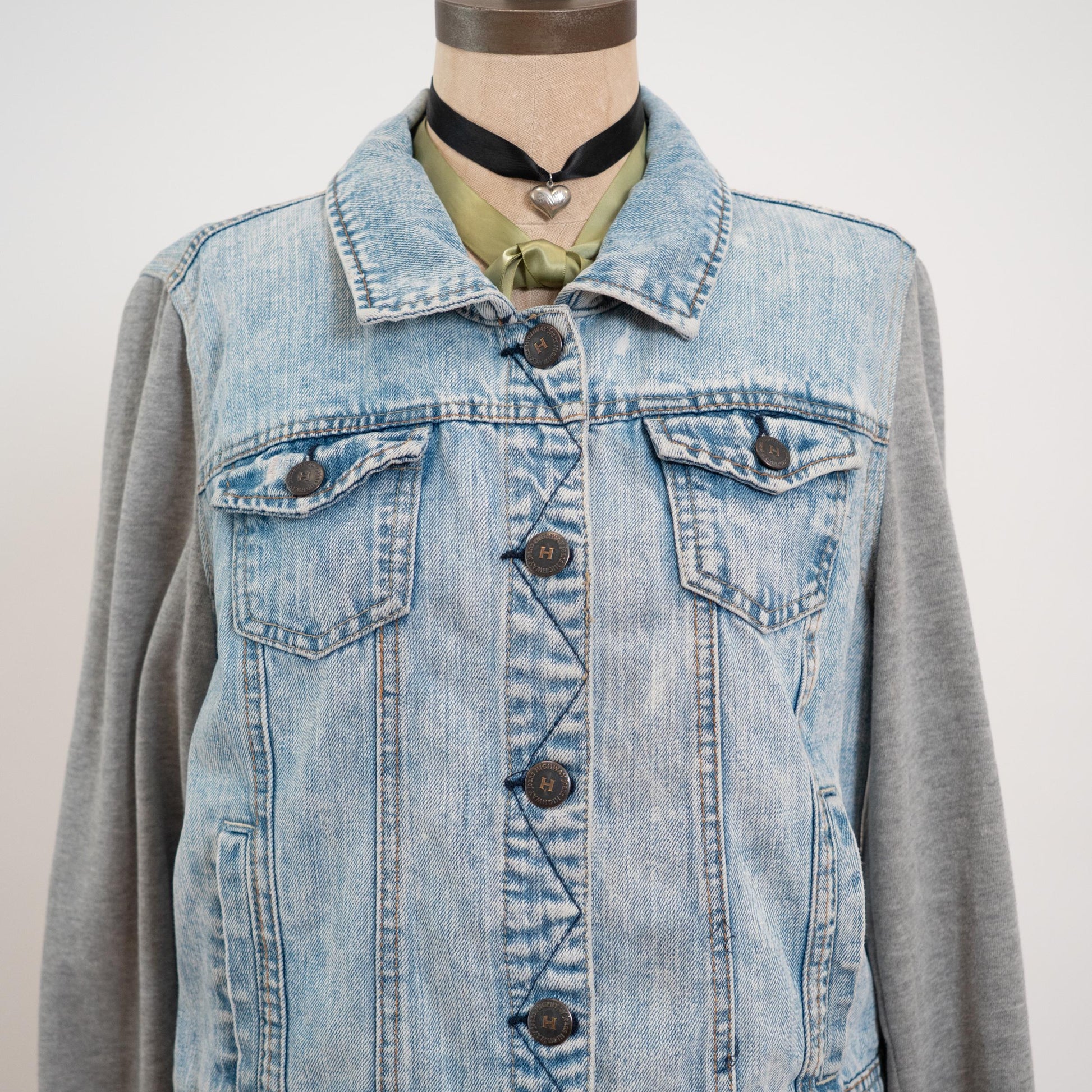 Vintage Y2K Denim Sweatshirt Jacket - Large | Streetwear Jean Jacket