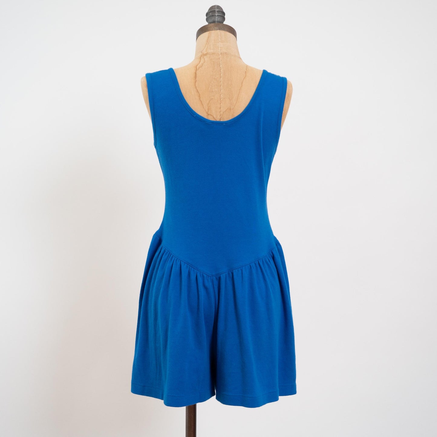 Vintage 80s Blue Lounge Romper - Medium | Basque Waist Sleeveless Playsuit