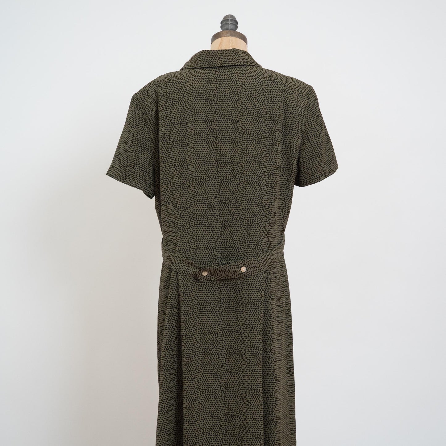 Vintage 90s Green Snakeskin Print Grunge Maxi Dress - Extra Large | Shawl Collar Button Up Short Sleeve Collared Dress