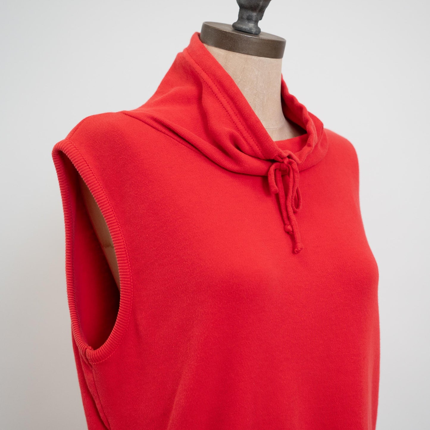 Vintage 90s Red Cowl Neck Sweatshirt Top - Large | Slouchy Sleeveless Tank Top