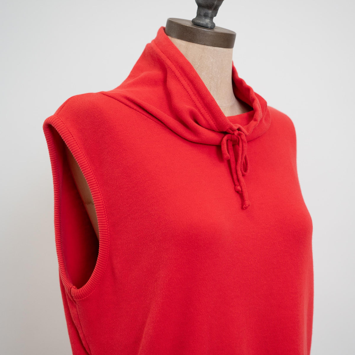Vintage 90s Red Cowl Neck Sweatshirt Top - Large | Slouchy Sleeveless Tank Top