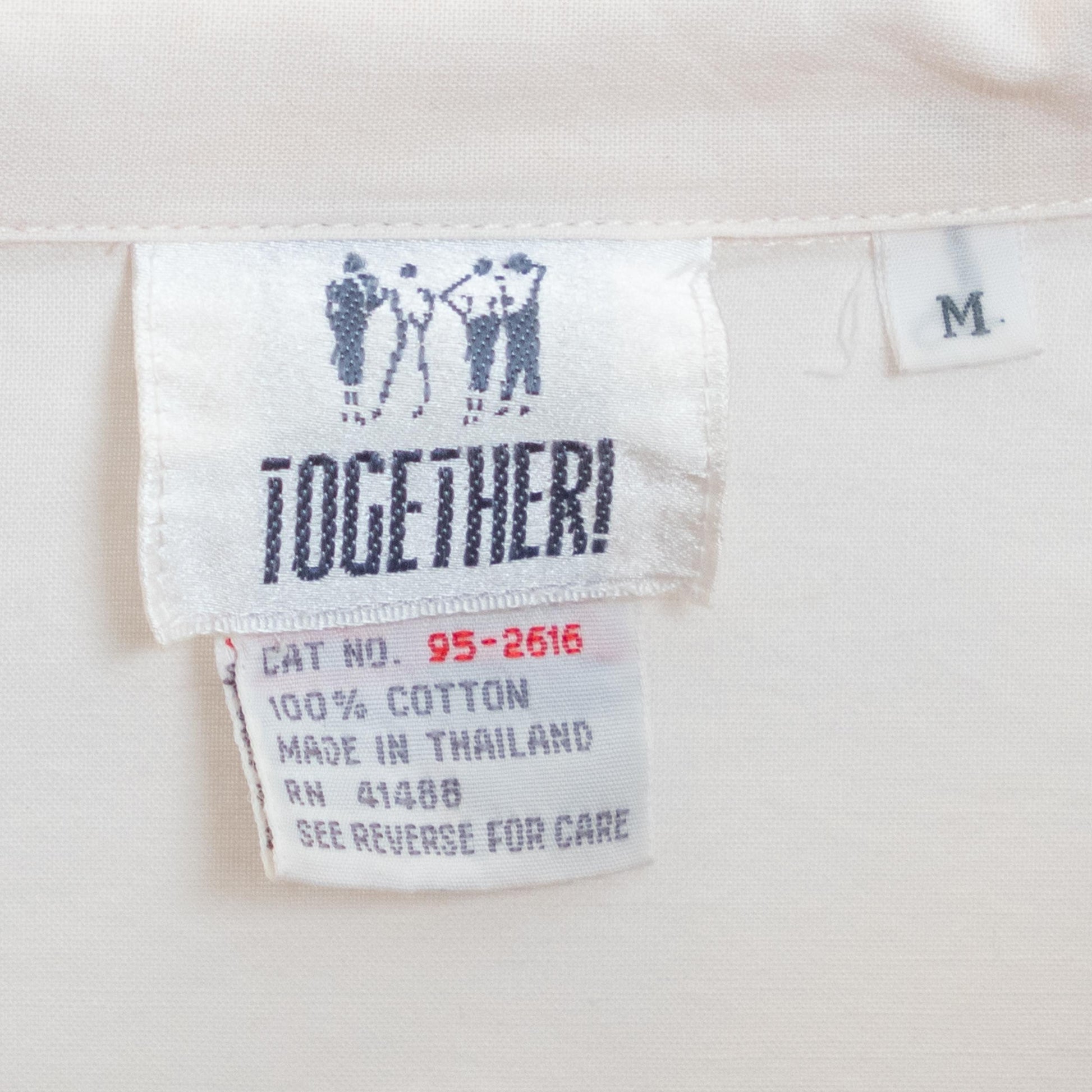 Vintage 80s Boho White Cotton Patchwork Shirt - Medium | Long Sleeve Button Up Collared Blouse