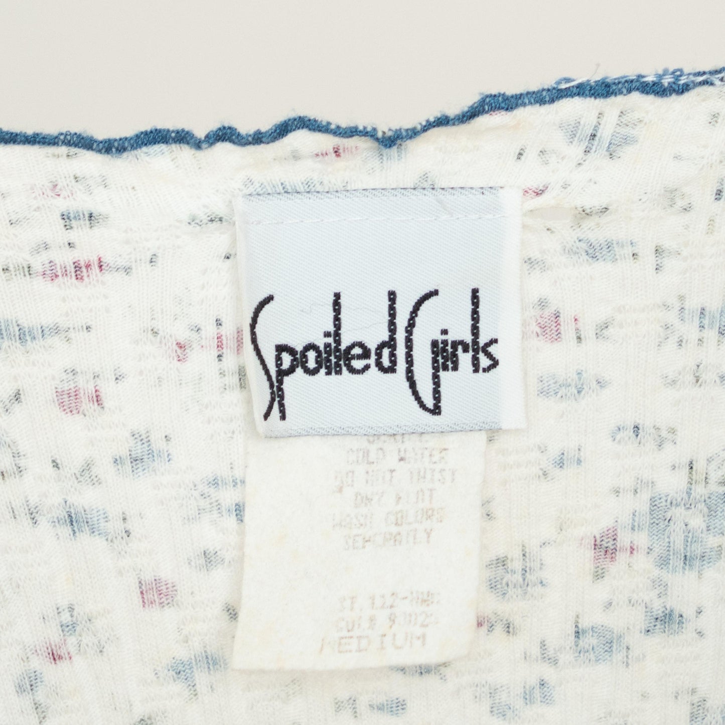 Vintage 90s Calico Floral Babydoll Mini Dress - Small to Medium | Boho White Blue Ribbed Cotton Sundress