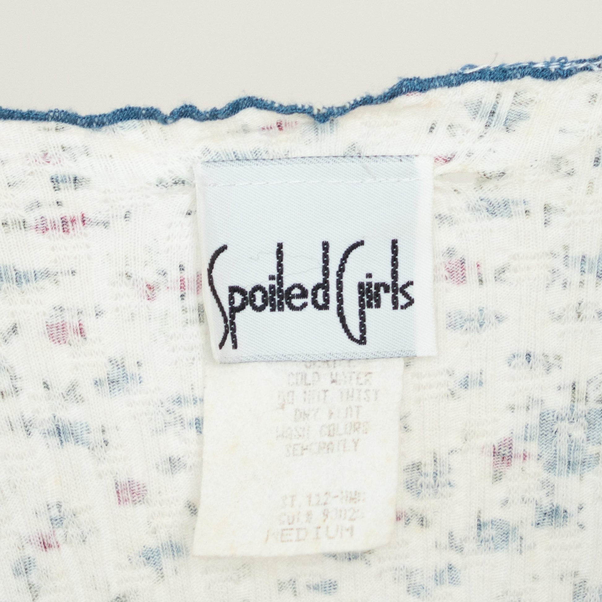 Vintage 90s Calico Floral Babydoll Mini Dress - Small to Medium | Boho White Blue Ribbed Cotton Sundress