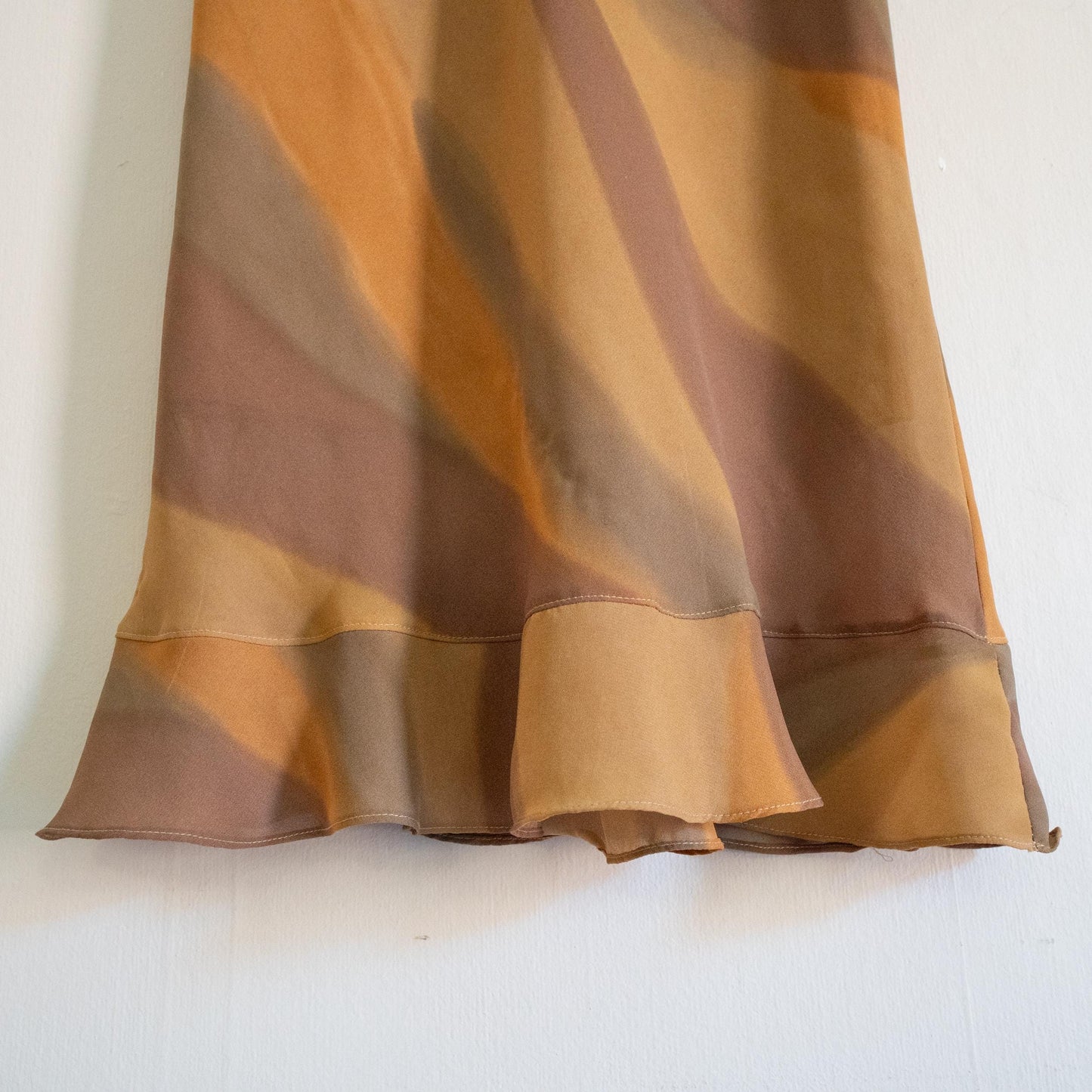 Vintage 90s Marbled Earth Tone Midi Dress - Small | Boho Cap Sleeve Abstract Print Party Dress