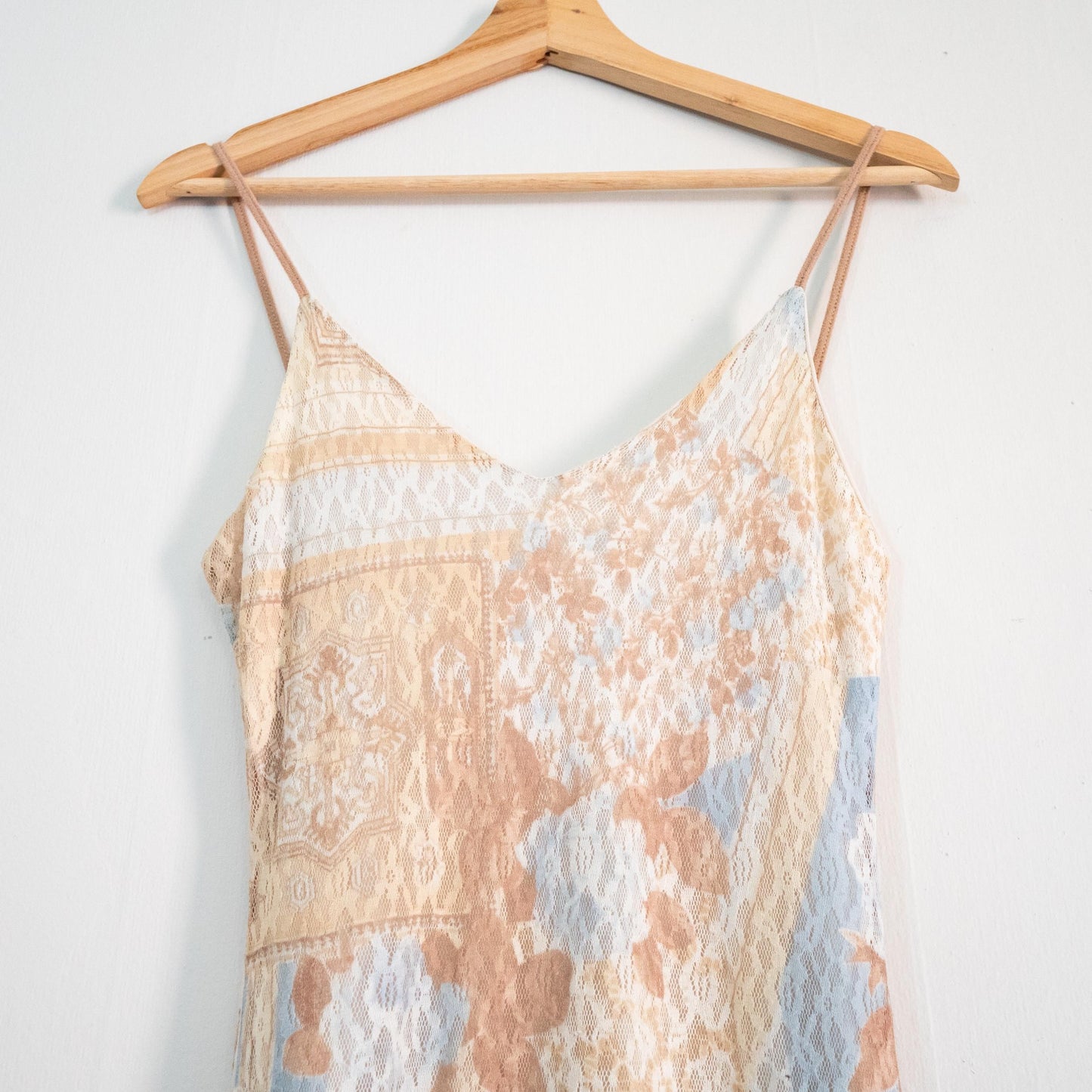 Vintage Y2K Floral Mesh Hanky Hem Fairy Dress - Small | Boho Lace & Faux Suede Midi Party Dress