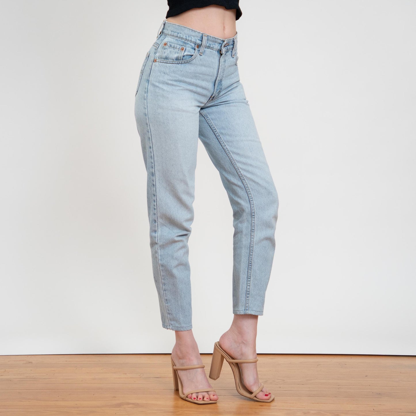 Vintage 90s Levi's 550 High Waist Jeans - Small, 27" Waist | Light Wash Denim Slim Mom Jeans
