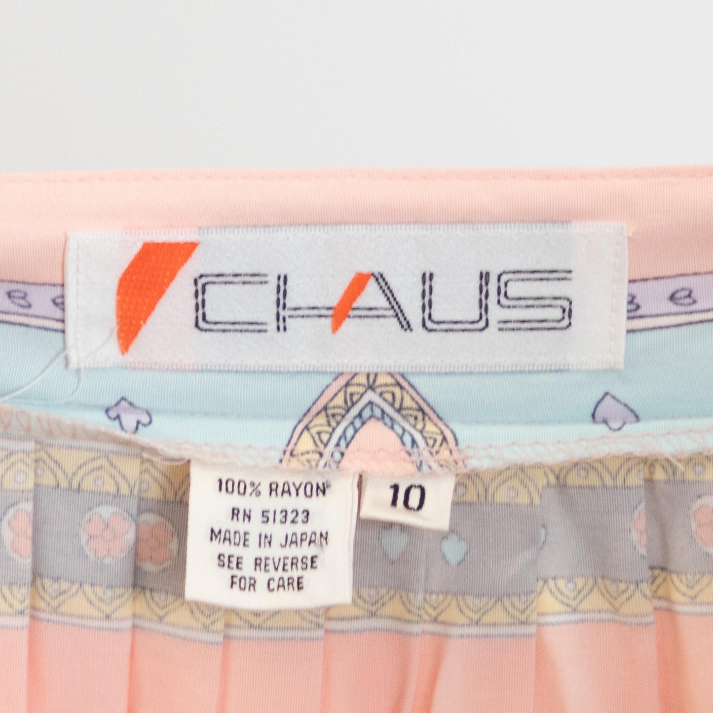 Vintage 80s Pastel Geometric Striped Midi Skirt - Medium | Pink & Blue High Waisted Pleated Skirt