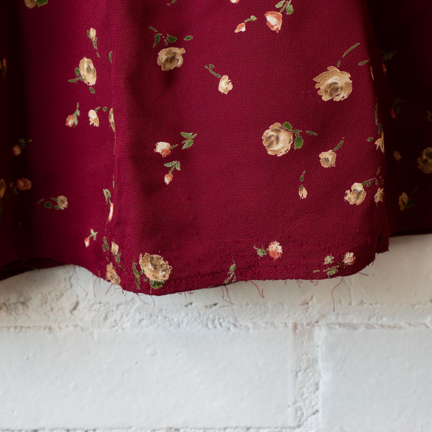 Vintage 90s Laura Ashley Wine Red Floral Maxi Skirt - Small, 26" Waist | High Waisted Boho A Line Slip Skirt
