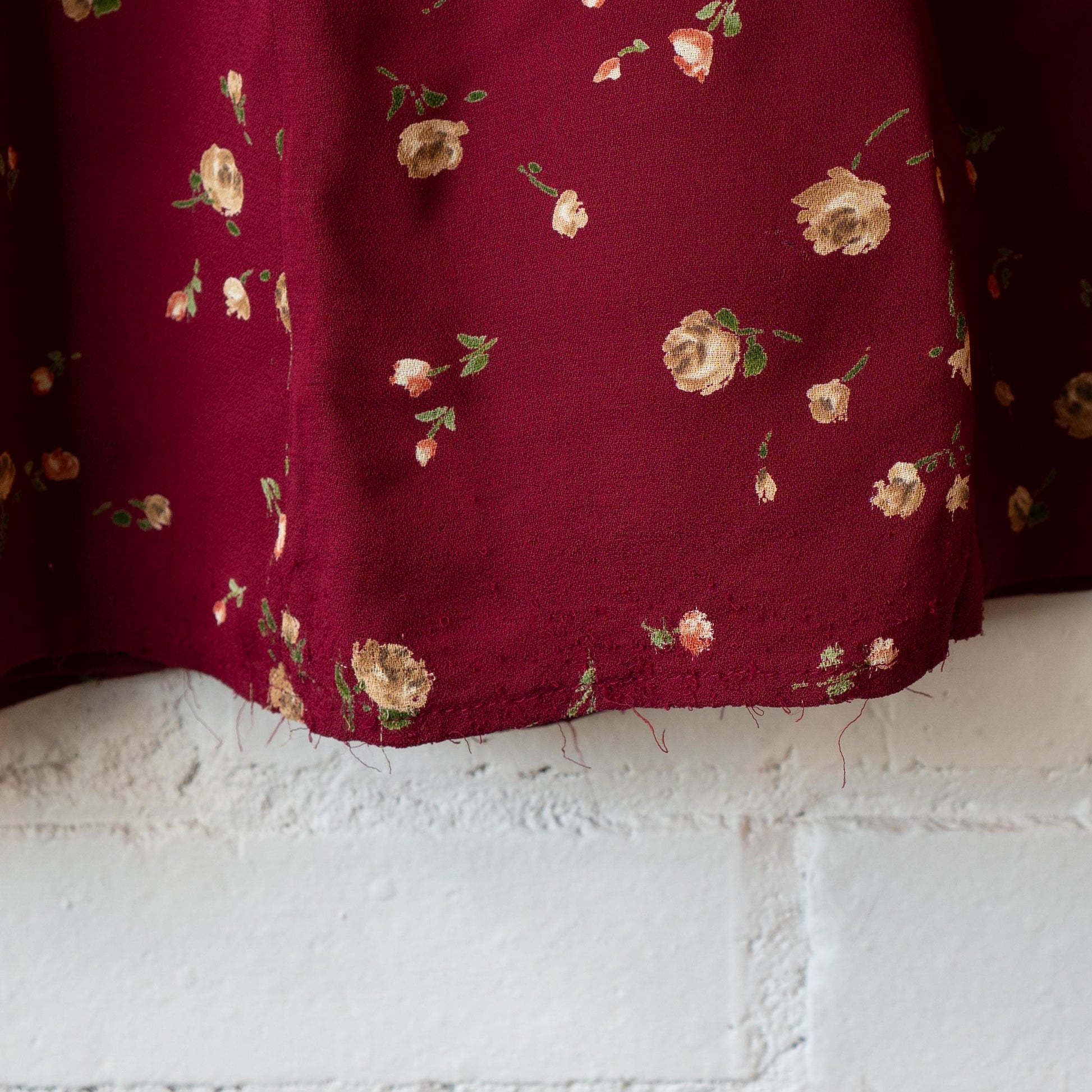 Vintage 90s Laura Ashley Wine Red Floral Maxi Skirt - Small, 26" Waist | High Waisted Boho A Line Slip Skirt