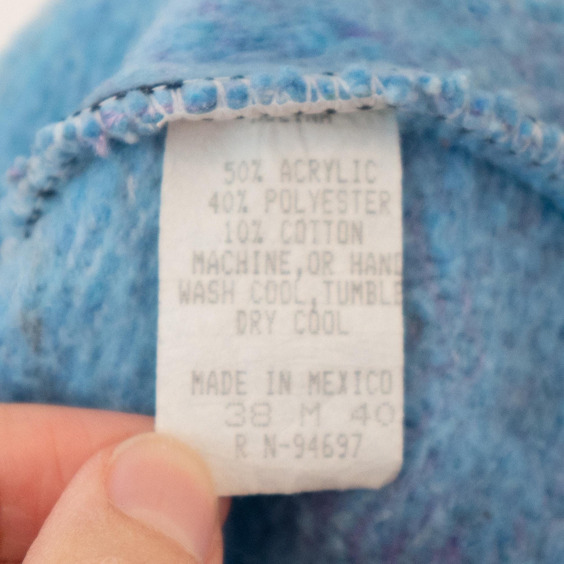Vintage 90s Pastel Blue Striped Drug Rug Hoodie - Men's Medium