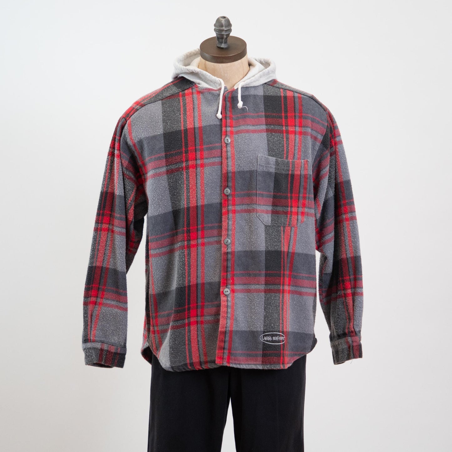 Vintage 90s Grunge Plaid Hoodie - Large