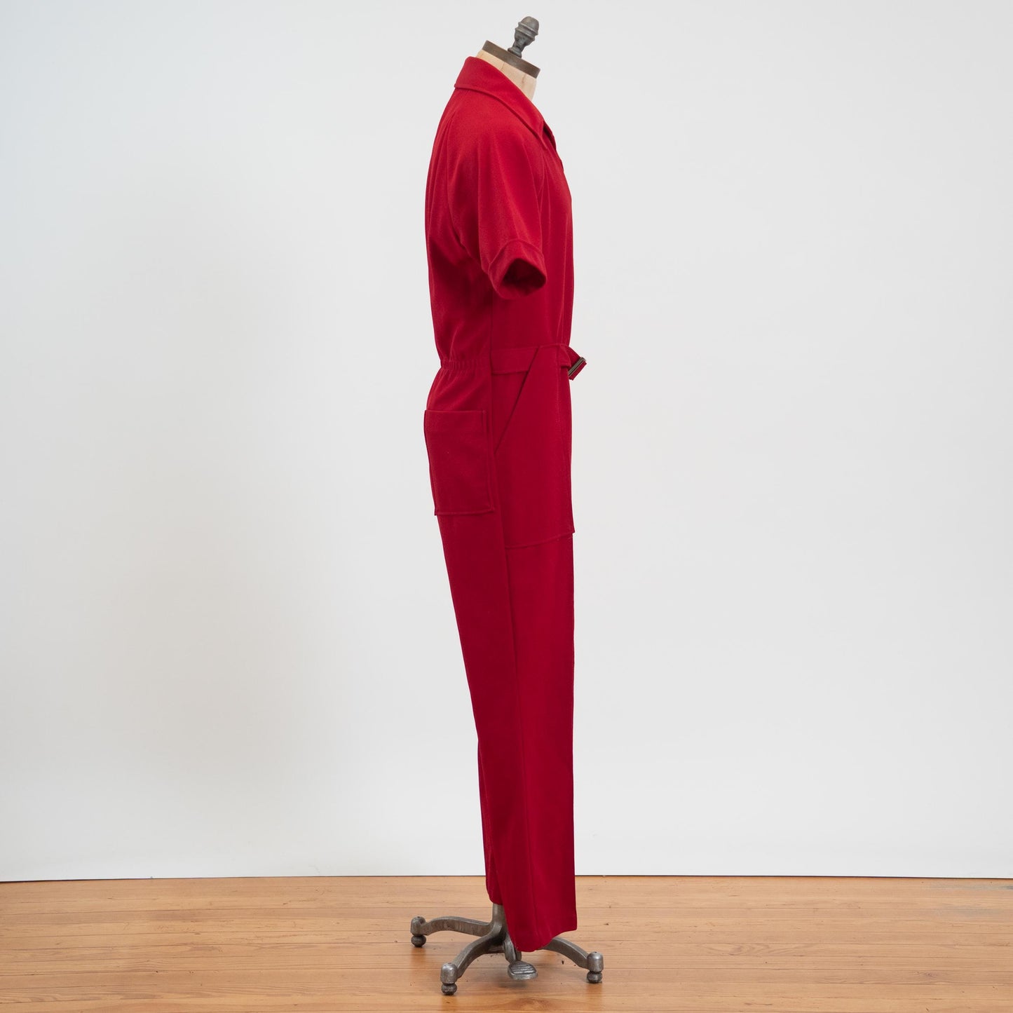 Vintage 70s Wine Red Flared Jumpsuit - Large