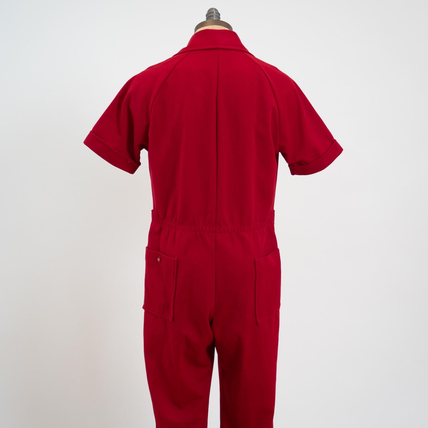 Vintage 70s Wine Red Flared Jumpsuit - Large