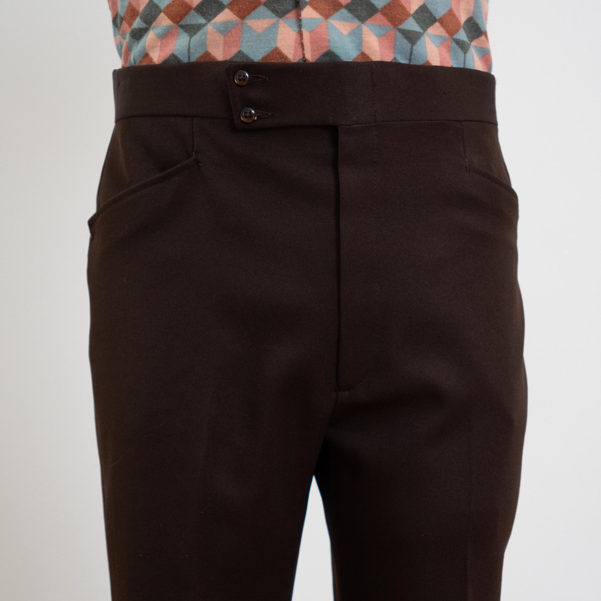 Vintage 70s Haggar Dark Brown Slacks - 36x28 | Polyester High Waisted Trousers
