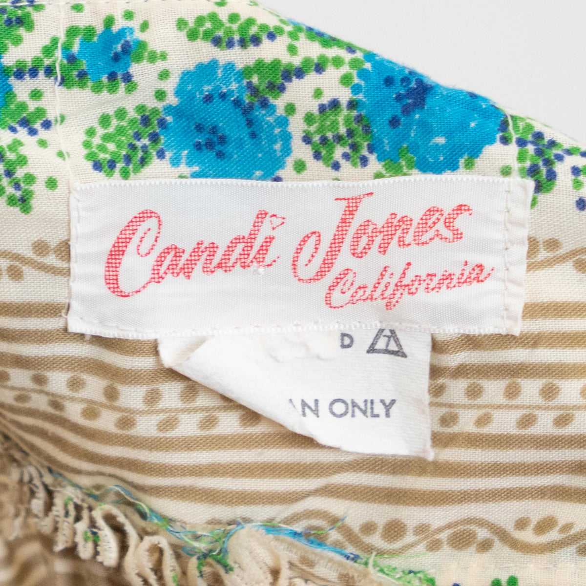Vintage 70s Candi Jones Mini Halter Sundress - Extra Small | Low Back Striped Floral Boho Dress